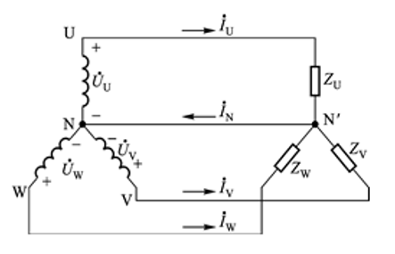 电源与负载三相四线制连接且为星形连接